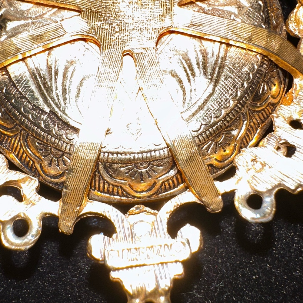 3- FLORENZA Vtge. FILIGREE XL slide LOCKET VICTORIAN REVIVAL SIGNED 24” chain - Picture 5 of 14